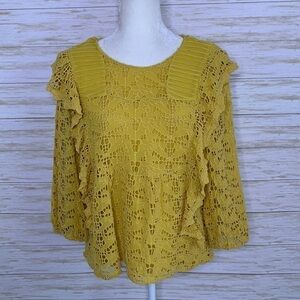 Anthropologie Crochet Ruffle Top